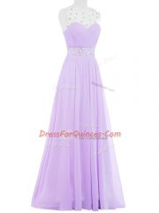 Sophisticated Chiffon Sleeveless Floor Length Prom Gown and Beading