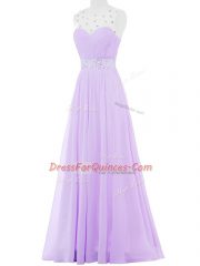 Sophisticated Chiffon Sleeveless Floor Length Prom Gown and Beading