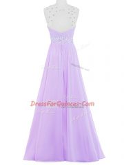 Sophisticated Chiffon Sleeveless Floor Length Prom Gown and Beading