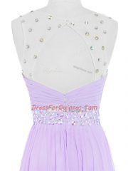 Sophisticated Chiffon Sleeveless Floor Length Prom Gown and Beading