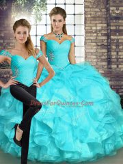 Smart Sleeveless Beading and Ruffles Lace Up Quinceanera Dress