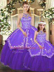 Hot Selling Sleeveless Lace Up Floor Length Beading and Embroidery Vestidos de Quinceanera