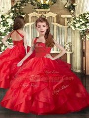 Super Sleeveless Lace Up Floor Length Ruffles and Ruching Pageant Dress Toddler
