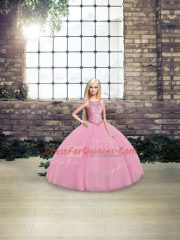 Floor Length Ball Gowns Sleeveless Pink Quinceanera Dresses Lace Up