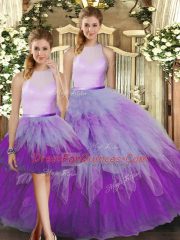Multi-color Sleeveless Organza Backless Sweet 16 Dress for Military Ball and Sweet 16 and Quinceanera