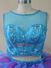 Hot Sale Multi-color Organza Lace Up Scoop Sleeveless Floor Length Sweet 16 Quinceanera Dress Beading and Ruffles