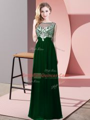 Ideal Scoop Sleeveless Chiffon Prom Gown Beading Backless
