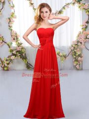 Sweetheart Sleeveless Lace Up Dama Dress Red Chiffon