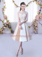Gorgeous Half Sleeves Lace and Belt Lace Up Vestidos de Damas