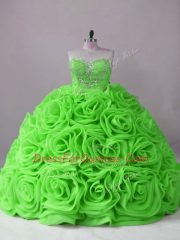Sleeveless Brush Train Beading Sweet 16 Dress