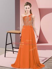 Trendy Sleeveless Side Zipper Floor Length Beading Prom Dresses