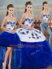 Floor Length Royal Blue 15 Quinceanera Dress Sweetheart Sleeveless Lace Up
