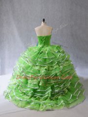 Wonderful Lace Up Sweet 16 Dresses for Sweet 16 and Quinceanera with Appliques and Ruffles Brush Train