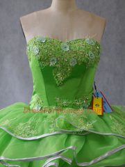 Wonderful Lace Up Sweet 16 Dresses for Sweet 16 and Quinceanera with Appliques and Ruffles Brush Train