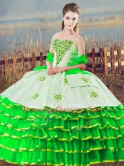 Eye-catching Floor Length Ball Gowns Sleeveless Green Sweet 16 Dresses Lace Up