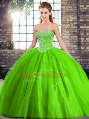 Charming Sleeveless Tulle Brush Train Lace Up Quinceanera Gown for Military Ball and Sweet 16 and Quinceanera