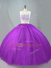 Fabulous Floor Length Two Pieces Sleeveless Purple Sweet 16 Dress Zipper
