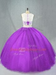 Fabulous Floor Length Two Pieces Sleeveless Purple Sweet 16 Dress Zipper