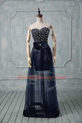 Eye-catching Sleeveless Lace Up Floor Length Beading and Bowknot Prom Gown