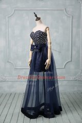 Eye-catching Sleeveless Lace Up Floor Length Beading and Bowknot Prom Gown