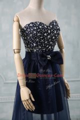 Eye-catching Sleeveless Lace Up Floor Length Beading and Bowknot Prom Gown