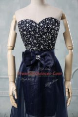 Eye-catching Sleeveless Lace Up Floor Length Beading and Bowknot Prom Gown