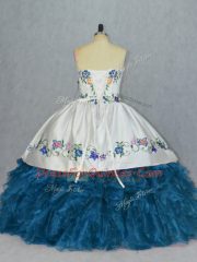 Adorable Ball Gowns Quinceanera Gown Blue Sweetheart Organza Sleeveless Lace Up