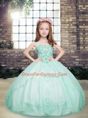 Best Ball Gowns Pageant Gowns For Girls Apple Green Straps Tulle Sleeveless Floor Length Lace Up