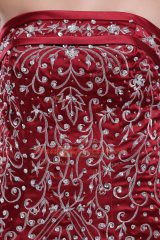 Inexpensive Strapless Sleeveless Taffeta Quince Ball Gowns Embroidery and Pick Ups Brush Train Lace Up