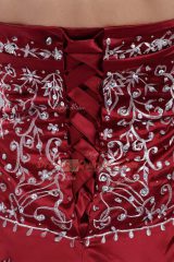 Inexpensive Strapless Sleeveless Taffeta Quince Ball Gowns Embroidery and Pick Ups Brush Train Lace Up