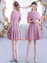Mini Length A-line Half Sleeves Pink Vestidos de Damas Zipper