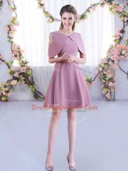 Mini Length A-line Half Sleeves Pink Vestidos de Damas Zipper