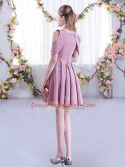 Mini Length A-line Half Sleeves Pink Vestidos de Damas Zipper