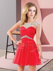 Chiffon Sleeveless Mini Length Prom Dresses and Beading