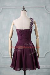 Sexy Dark Purple Zipper Prom Party Dress Beading and Ruching Sleeveless
