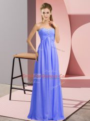 Lavender Sleeveless Chiffon Lace Up for Prom and Party