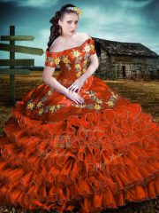 Great Floor Length Ball Gowns Sleeveless Rust Red Quince Ball Gowns Lace Up