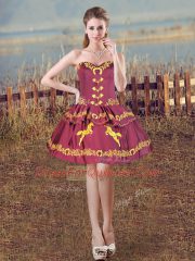 Brush Train Ball Gowns Quinceanera Dresses Burgundy Sweetheart Organza Sleeveless Floor Length Lace Up