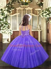 Hot Pink Halter Top Lace Up Appliques Girls Pageant Dresses Sleeveless