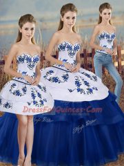 Adorable Sleeveless Lace Up Floor Length Embroidery and Bowknot 15 Quinceanera Dress