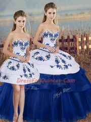 Adorable Sleeveless Lace Up Floor Length Embroidery and Bowknot 15 Quinceanera Dress