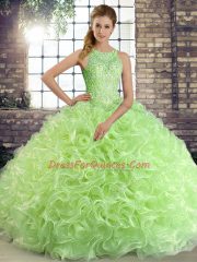Chic Sleeveless Floor Length Beading Lace Up Sweet 16 Quinceanera Dress with