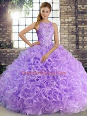 Fine Beading Sweet 16 Dress Lavender Lace Up Sleeveless Floor Length