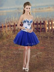 Royal Blue Prom Dress Prom and Party with Embroidery Sweetheart Sleeveless Lace Up