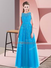 Flirting Aqua Blue Scoop Neckline Beading Homecoming Dress Sleeveless Side Zipper