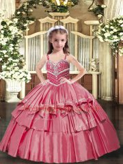 Red Sleeveless Beading Floor Length Pageant Dress Womens
