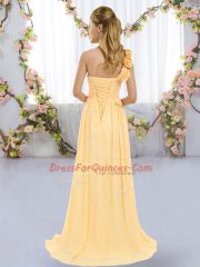 New Arrival Chiffon Sleeveless Dama Dress Brush Train and Hand Made Flower