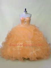 Sleeveless Lace Up Beading and Ruffles Quinceanera Gowns