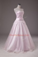 Designer Sleeveless Lace Up Floor Length Beading Quinceanera Dresses