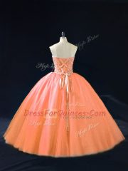 Lace Up Sweet 16 Quinceanera Dress Peach for Sweet 16 and Quinceanera with Beading